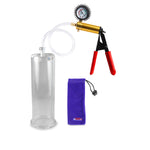 Ultima Brass Red Penis Pump | Rubber Grip, Clear Hose + Protected Gauge | 9" x 3.00"