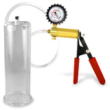 Ultima Red Rubber Grip, Clear Hose | Penis Pump + Protected Gauge | 9" x 3.00"