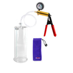 Ultima Brass Red Penis Pump | Rubber Grip, Clear Hose + Protected Gauge | 9" x 3.25"