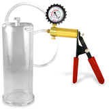 Ultima Red Rubber Grip, Clear Hose | Penis Pump + Protected Gauge | 9" x 3.70"
