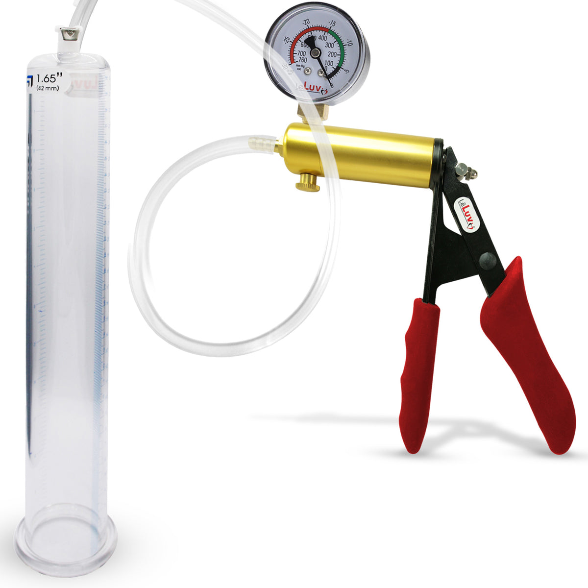 ULTIMA Red Penis Pump Silicone Grip Gauge 12" x 1.65" Diameter Cylinder