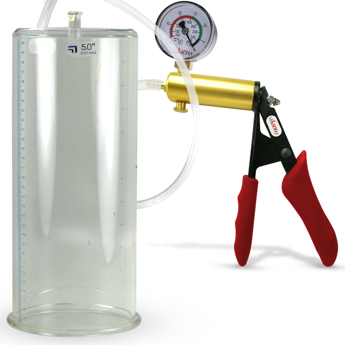 ULTIMA Red Penis Pump Silicone Grip Gauge 12" x 5.00" Diameter Cylinder