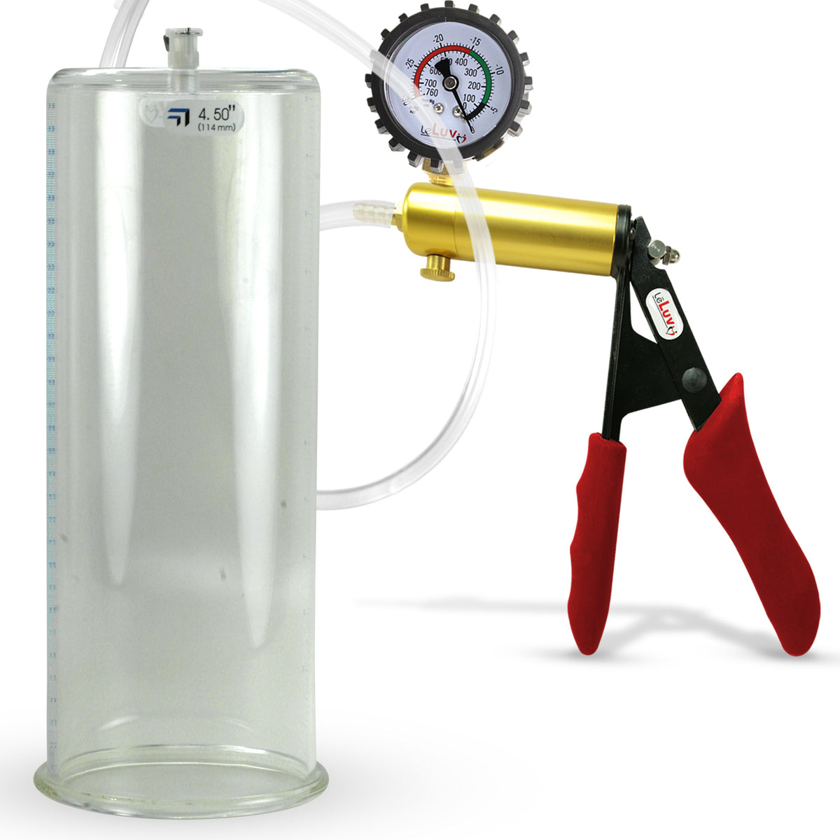 ULTIMA Red Penis Pump Silicone Grip Gauge & Cover 12" x 4.50" Diameter Cylinder