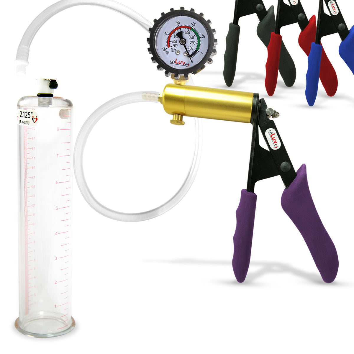 Penis Pump LeLuv ULTIMA Silicone Grips, Clear Hose | Choose Diameter 1.35"-5.0"