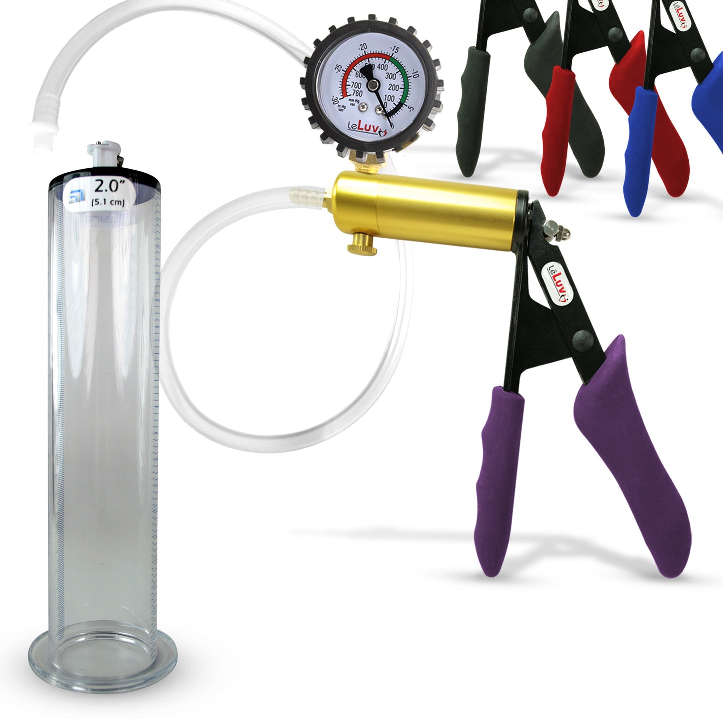LeLuv Penis Pump ULTIMA Ergonomic Silicone Grip + 9" & 12" WIDE Flange Cylinder