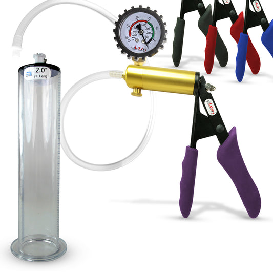 LeLuv Penis Pump ULTIMA Ergonomic Silicone Grip + 9" & 12" WIDE Flange Cylinder