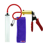 Ultima Brass Red Penis Pump | Silicone Grip, Silicone Hose - 12" x 1.7" Thick-Walled Cylinder
