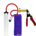 Ultima Brass Red Penis Pump | Silicone Grip, Silicone Hose - 12" x 2.1" Thick-Walled Cylinder