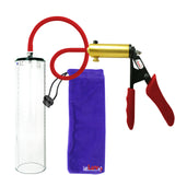 Ultima Brass Red Penis Pump | Silicone Grip, Silicone Hose - 12" x 3.1" Thick-Walled Cylinder