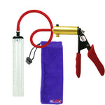 Ultima Brass Red Penis Pump | Silicone Grip, Silicone Hose - 9" x 1.3" Thick-Walled Cylinder