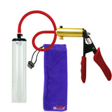 Ultima Brass Red Penis Pump | Silicone Grip, Silicone Hose - 9" x 1.7" Thick-Walled Cylinder