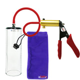 Ultima Brass Red Penis Pump | Silicone Grip, Silicone Hose - 9" x 2.9" Thick-Walled Cylinder