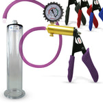 LeLuv Premium ULTIMA Penis Pump | Red Silicone Grip & Hose with WIDE FLANGE Cylinder