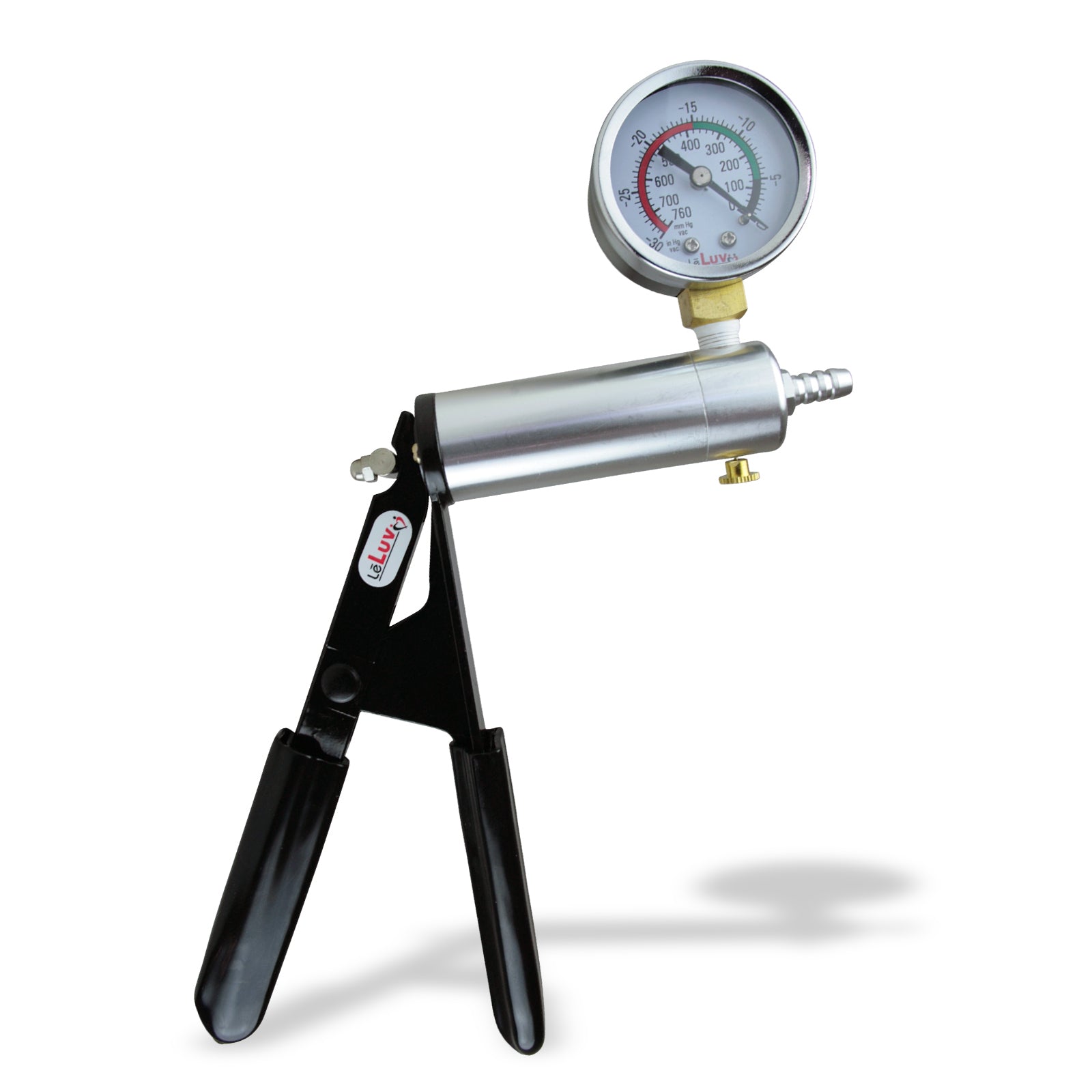 Ultima Silver Pump Handle w/ Black Grips - with Gauge