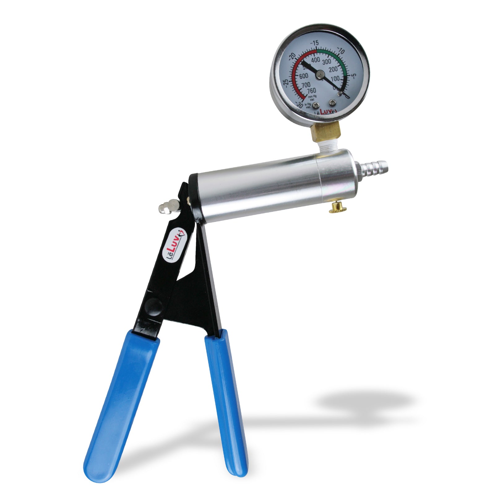 Ultima Silver Pump Handle w/ Blue Grips - with Gauge