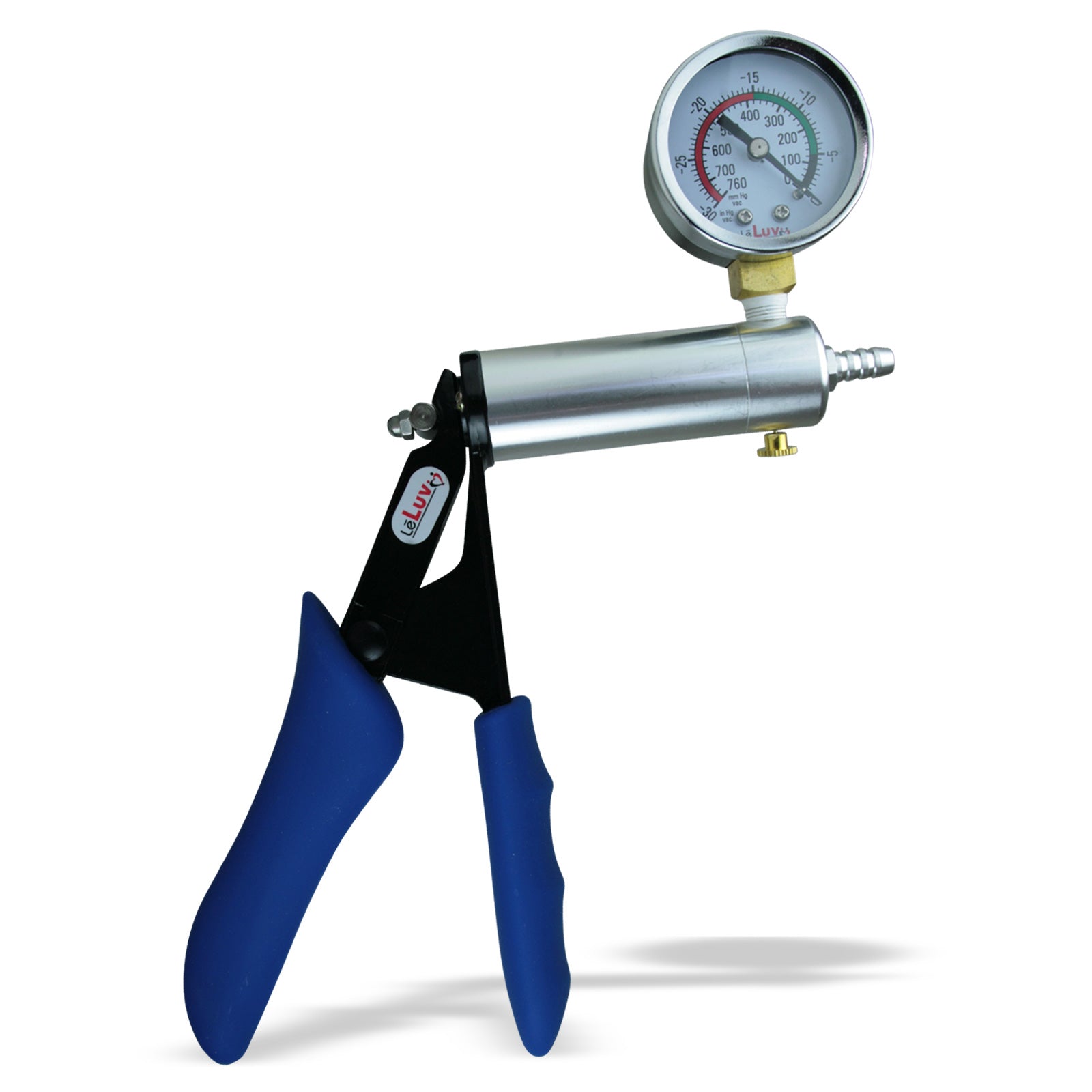 Ultima Silver Pump Handle w/ Blue Silicone Grips - with Gauge