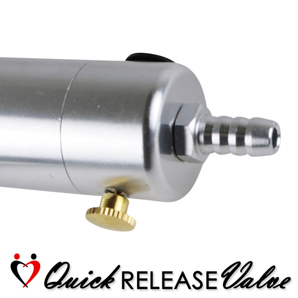 LeLuv® Ultima Penis Pump - Silver Handle with Blue Silicone Grips, Clear Hose - Thick-Walled Cylinder