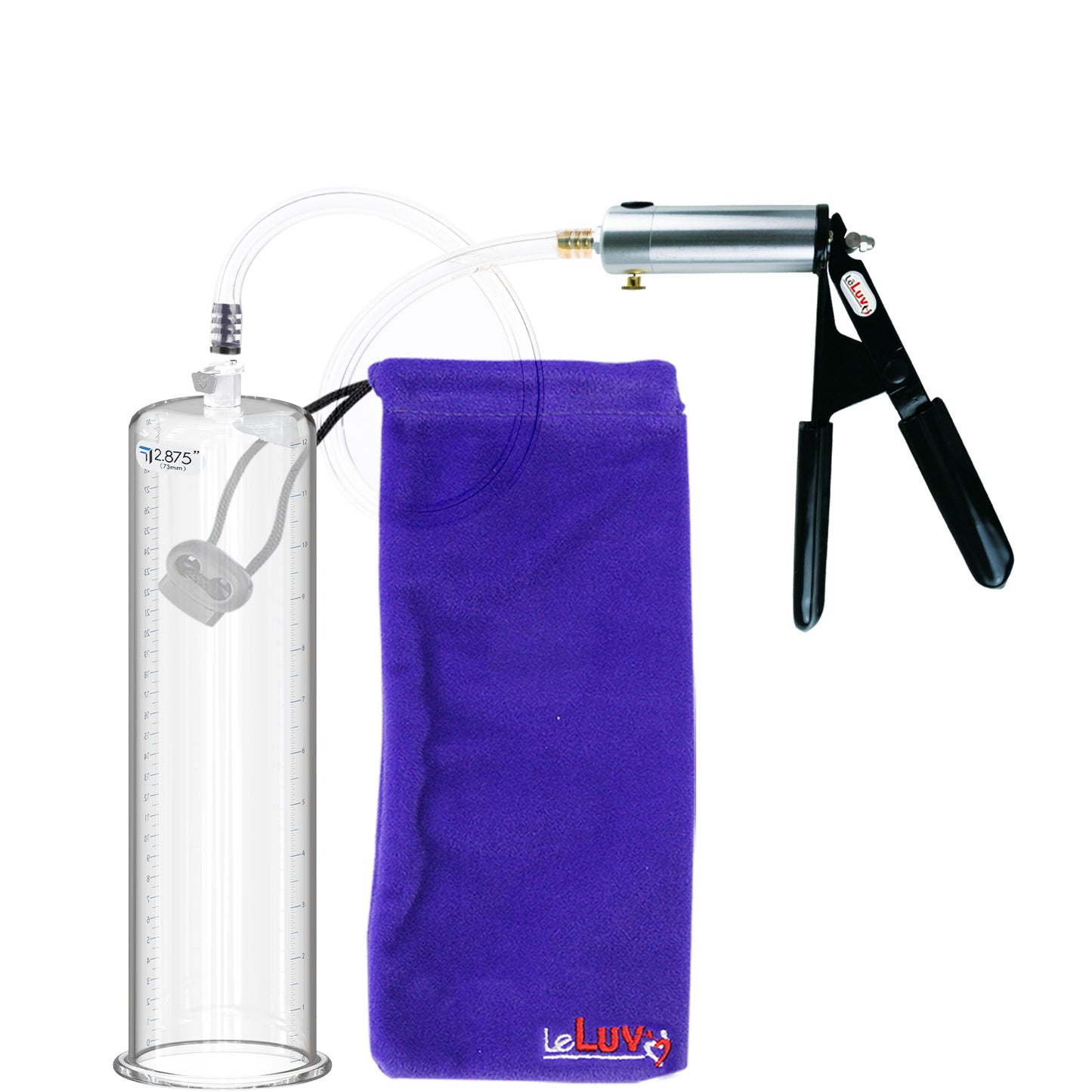 Ultima Silver Black Penis Pump | Rubber Grip, Clear Hose + 12" x 2.875" Cylinder" 