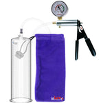 Ultima Silver Black Penis Pump | Rubber Grip, Clear Hose + Gauge | 12" x 3.25" Round Flange Cylinder