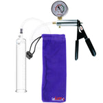 Ultima Silver Black Penis Pump | Rubber Grip, Clear Hose + Gauge | 9" x 1.65" Round Flange Cylinder 