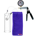 Ultima Silver Black Penis Pump | Rubber Grip, Clear Hose + Protected Gauge | 9" x 2.875" Round Flange Cylinder