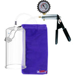 Ultima Silver Black Penis Pump | Rubber Grip, Clear Hose + Protected Gauge | 9" x 4.50" Round Flange Cylinder 