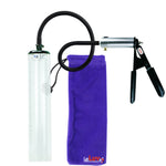 LeLuv Ultima Silver Black Penis Pump | Rubber Grip, Silicone Hose - 12" x 1.7" Thick-Walled Cylinder
