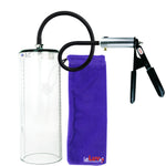 LeLuv Ultima Silver Black Penis Pump | Rubber Grip, Silicone Hose - 12" x 3.1" Thick-Walled Cylinder