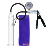 LeLuv Ultima Silver Black Penis Pump | Rubber Grip, Silicone Hose + Gauge | 12" x 2.00" Cylinder 
