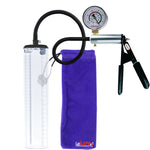 LeLuv Ultima Silver Black Penis Pump | Rubber Grip, Silicone Hose + Gauge | 12" x 2.1" Thick-Walled Cylinder