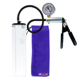 LeLuv Ultima Silver Black Penis Pump | Rubber Grip, Silicone Hose + Gauge | 12" x 2.5" Thick-Walled Cylinder