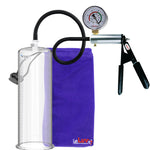 LeLuv Ultima Silver Black Penis Pump | Rubber Grip, Silicone Hose + Gauge | 12" x 3.50" Cylinder 