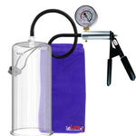 LeLuv Ultima Silver Black Penis Pump | Rubber Grip, Silicone Hose + Gauge | 12" x 4.50" Cylinder 
