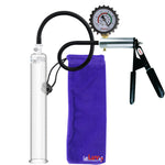 LeLuv Ultima Silver Black Penis Pump | Rubber Grip, Silicone Hose + Protected Gauge | 12" x 1.50" Cylinder