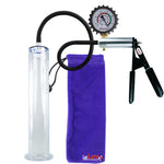 LeLuv Ultima Silver Black Penis Pump | Rubber Grip, Silicone Hose + Protected Gauge | 12" x 2.00" Cylinder Wide Flange 
