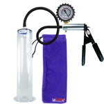 LeLuv Ultima Silver Black Penis Pump | Rubber Grip, Silicone Hose + Protected Gauge | 12" x 2.25" Cylinder Wide Flange 