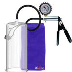 LeLuv Ultima Silver Black Penis Pump | Rubber Grip, Silicone Hose + Protected Gauge | 12" x 4.50" Cylinder