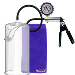 LeLuv Ultima Silver Black Penis Pump | Rubber Grip, Silicone Hose + Protected Gauge | 12" x 5.00" Cylinder