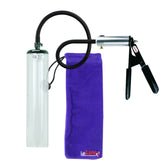 LeLuv Ultima Silver Black Penis Pump | Rubber Grip, Silicone Hose - 9" x 1.7" Thick-Walled Cylinder