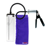 LeLuv Ultima Silver Black Penis Pump | Rubber Grip, Silicone Hose - 9" x 2.5" Thick-Walled Cylinder