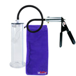 LeLuv Penis Pump - Silver Ultima Handle, Black Rubber Grip, Silicone Hose - Wide Flange Cylinders