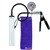 LeLuv Ultima Silver Black Penis Pump | Rubber Grip, Silicone Hose + Gauge | 9" x 1.3" Thick-Walled Cylinder