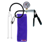 LeLuv Ultima Silver Black Penis Pump | Rubber Grip, Silicone Hose + Gauge | 9" x 1.50" Cylinder 