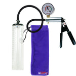 LeLuv Ultima Silver Black Penis Pump | Rubber Grip, Silicone Hose + Gauge | 9" x 1.9" Thick-Walled Cylinder