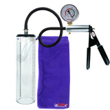 LeLuv Ultima Silver Black Penis Pump | Rubber Grip, Silicone Hose + Gauge | 9" x 2.3" Thick-Walled Cylinder