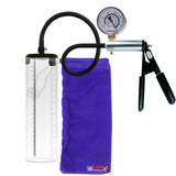 LeLuv Ultima Silver Black Penis Pump | Rubber Grip, Silicone Hose + Gauge | 9" x 2.5" Thick-Walled Cylinder