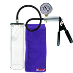 LeLuv Ultima Silver Black Penis Pump | Rubber Grip, Silicone Hose + Gauge | 9" x 2.7" Thick-Walled Cylinder