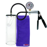 LeLuv Ultima Silver Black Penis Pump | Rubber Grip, Silicone Hose + Gauge | 9" x 3.1" Thick-Walled Cylinder