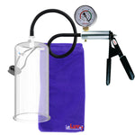 LeLuv Ultima Silver Black Penis Pump | Rubber Grip, Silicone Hose + Gauge | 9" x 4.10" Cylinder 