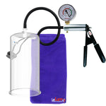 LeLuv Ultima Silver Black Penis Pump | Rubber Grip, Silicone Hose + Gauge | 9" x 4.50" Cylinder 